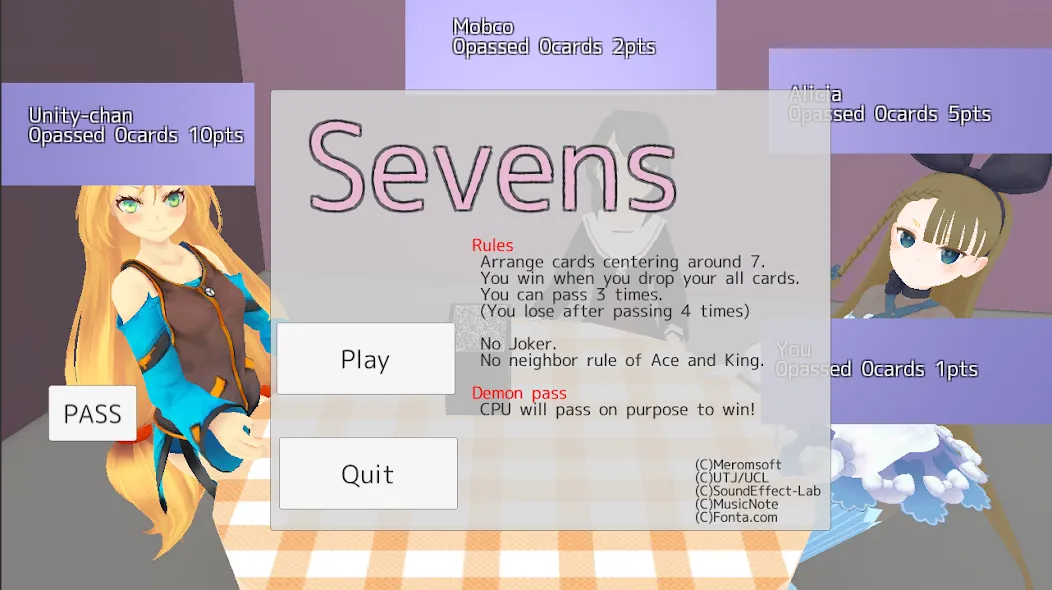 Sevens card game (Севенс карточная игра)  [МОД Menu] Screenshot 1