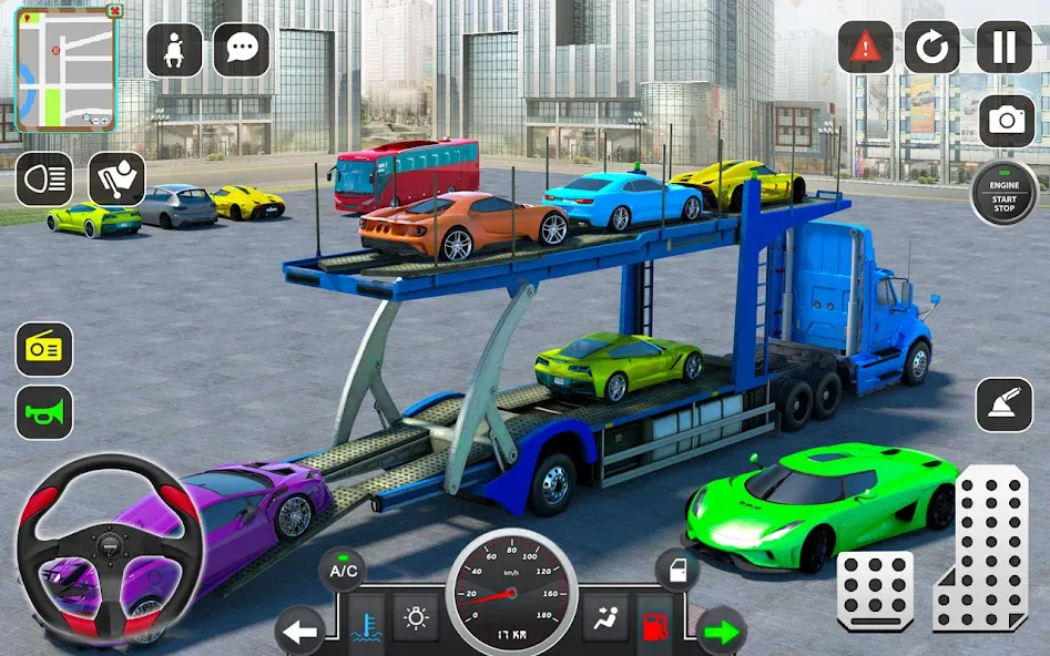 Trailer Truck Car Transport 3D  [МОД Много монет] Screenshot 1