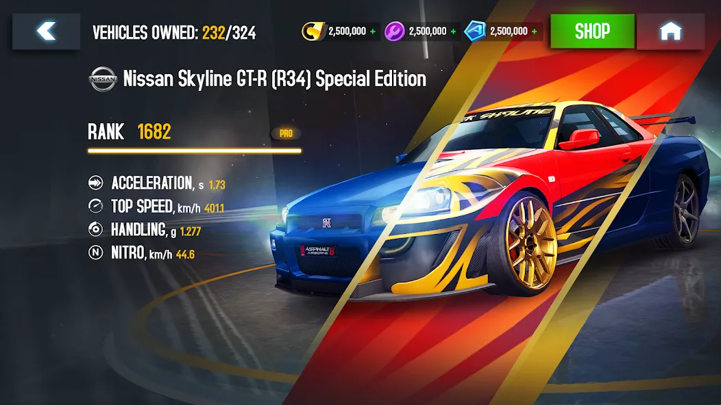 Asphalt 8 - Car Racing Game (Асфальт 8)  [МОД Меню] Screenshot 2