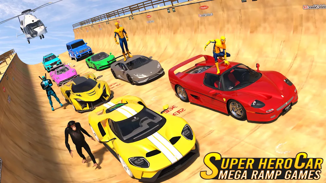 Superhero Car: Mega Ramp Games (Рамп Кар Гейм)  [МОД Menu] Screenshot 5