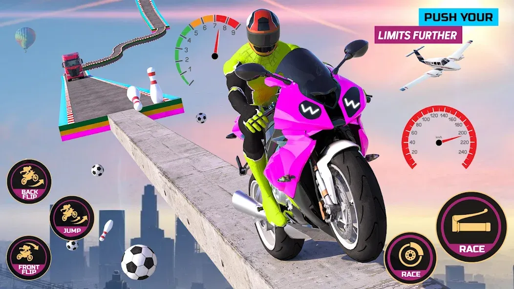 Racing Bike Stunt Games Master (Гонки на мотоциклах Мастер игр в трюки)  [МОД Бесконечные монеты] Screenshot 1