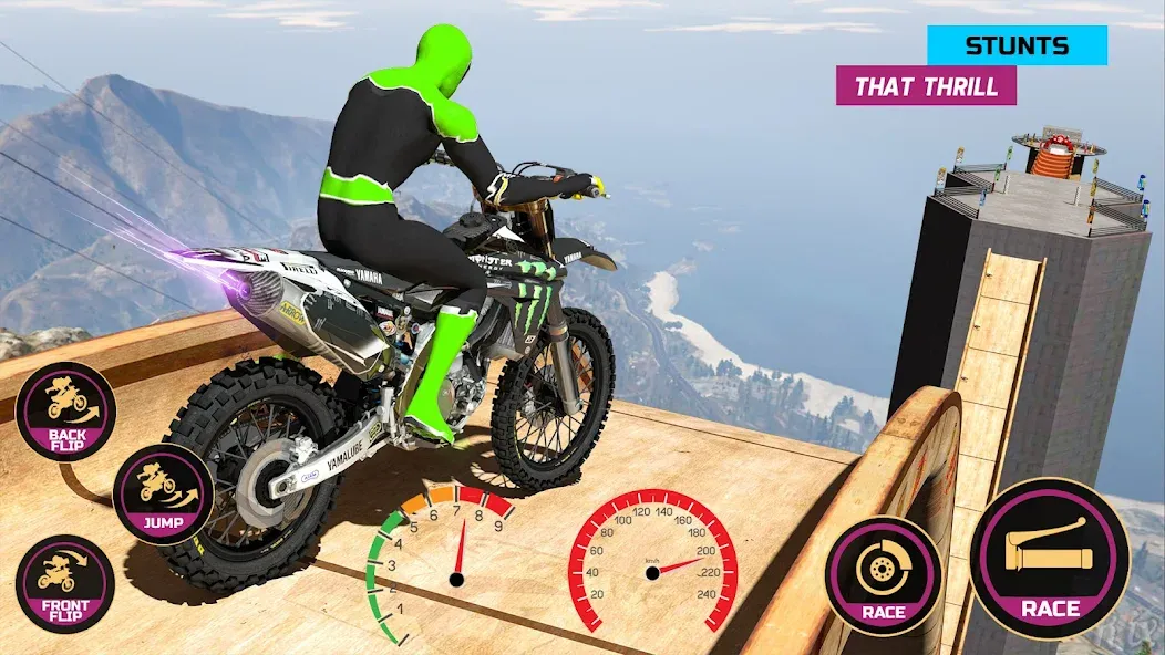 Racing Bike Stunt Games Master (Гонки на мотоциклах Мастер игр в трюки)  [МОД Бесконечные монеты] Screenshot 2