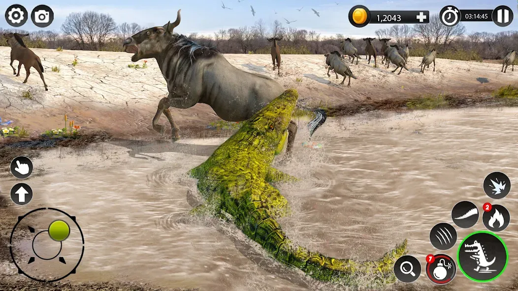 Hungry Animal Crocodile Games  [МОД Много монет] Screenshot 1