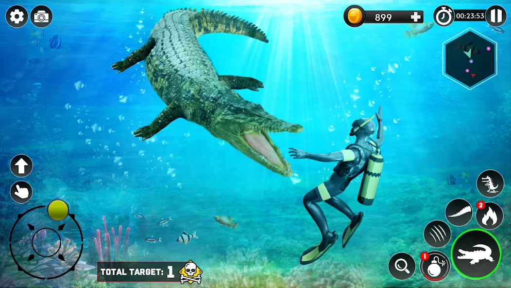 Hungry Animal Crocodile Games  [МОД Много монет] Screenshot 4