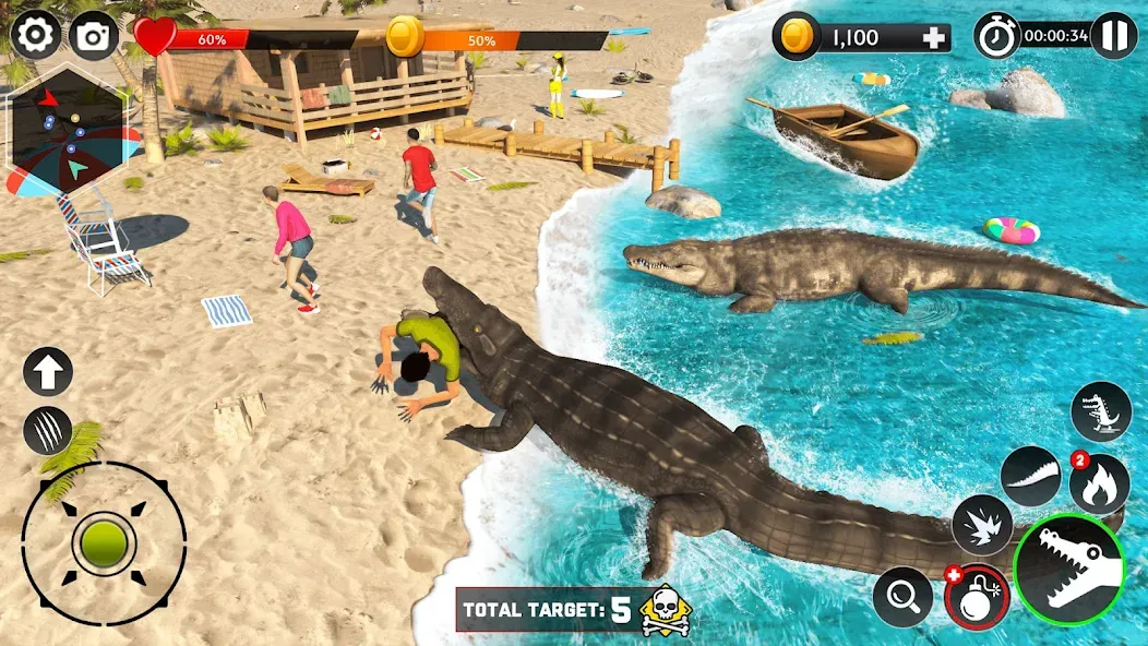 Hungry Animal Crocodile Games  [МОД Много монет] Screenshot 5