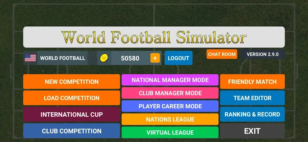 World Football Simulator (Мировой Футбольный Симулятор)  [МОД Unlocked] Screenshot 1