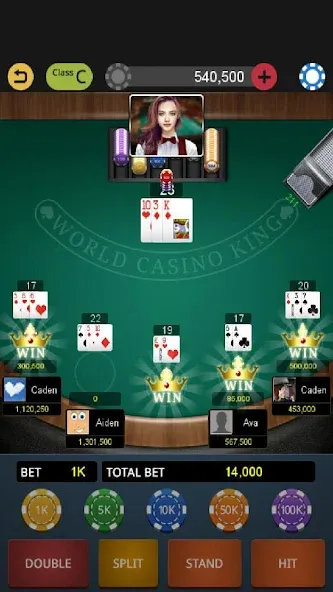 World Blackjack King  [МОД Много денег] Screenshot 2