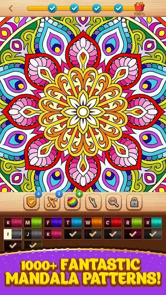 Cross Stitch Coloring Mandala (Кроссстиль раскрашивание мандала)  [МОД Unlimited Money] Screenshot 1