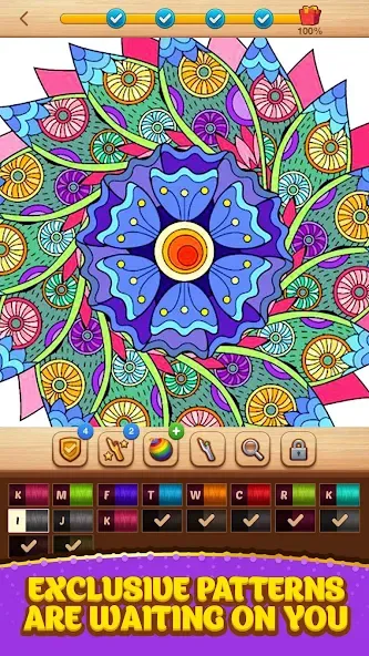 Cross Stitch Coloring Mandala (Кроссстиль раскрашивание мандала)  [МОД Unlimited Money] Screenshot 4