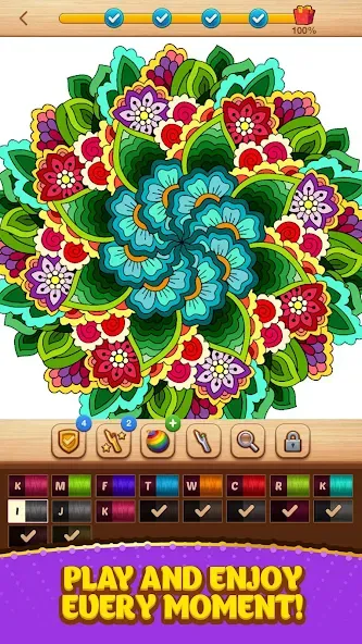 Cross Stitch Coloring Mandala (Кроссстиль раскрашивание мандала)  [МОД Unlimited Money] Screenshot 5