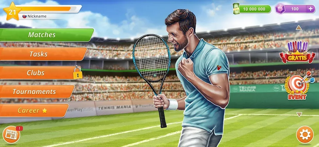 Tennis Mania Mobile (Теннис Мания Мобайл)  [МОД Бесконечные монеты] Screenshot 2