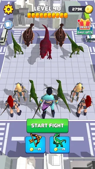 Dinosaur Monster Fight Battle (Бамбам Монстр Против 100 Дверей)  [МОД Много денег] Screenshot 3