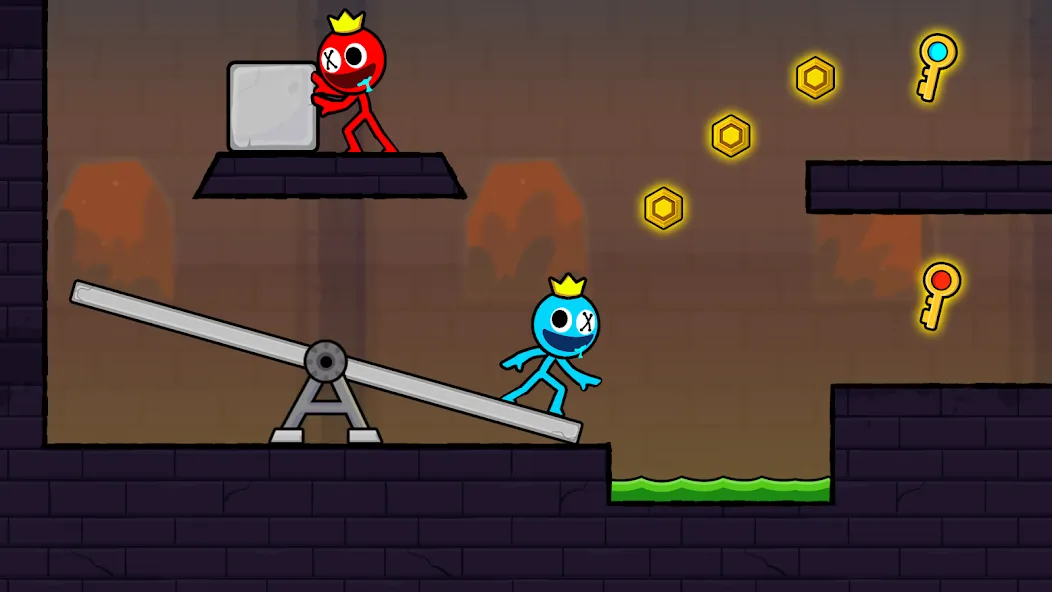 Red and Blue Stickman 2024 (Ред энд Блу Стикмен 2)  [МОД Бесконечные монеты] Screenshot 2