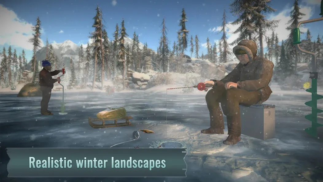 Ice fishing game. Catch bass.  [МОД Unlocked] Screenshot 5