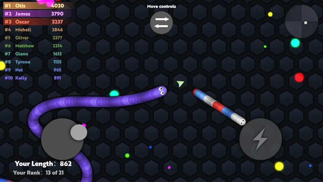 Slide.io - Hungry Snake Game  [МОД Бесконечные монеты] Screenshot 2