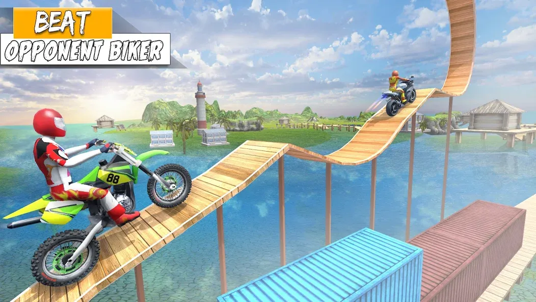 Bike Stunt Games Stunt Bike 3D (Байк стант рэмп игра Байк Джамп)  [МОД Меню] Screenshot 5