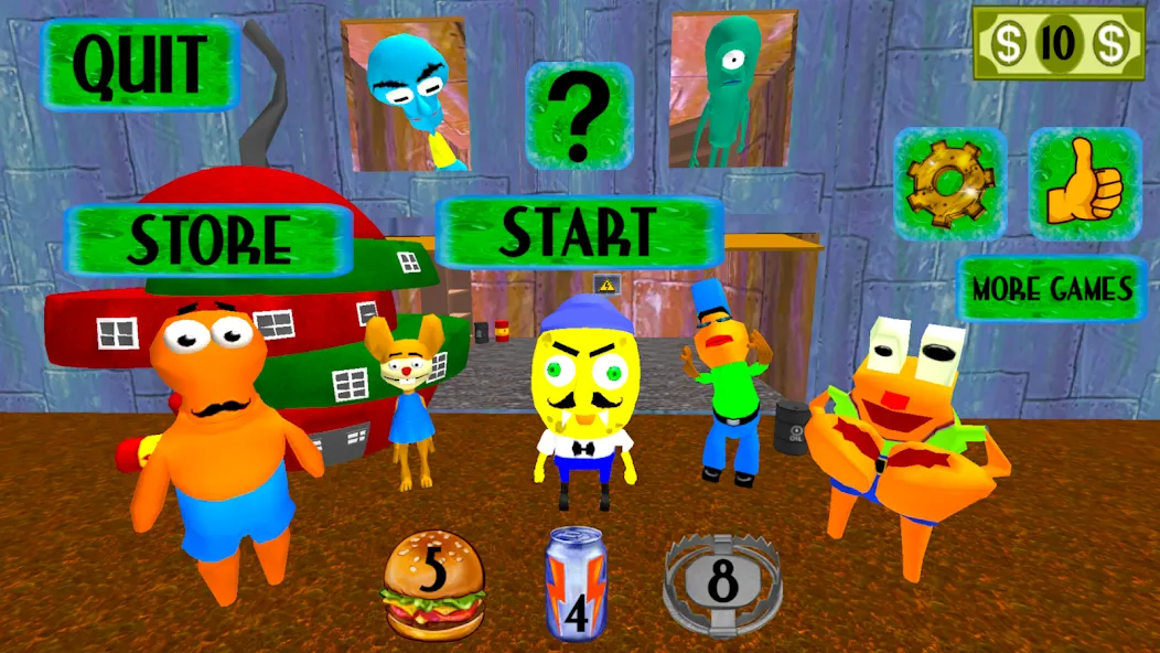 Sponge Neighbor Escape 3D (Спонж Сосед Побег 3D)  [МОД Все открыто] Screenshot 5