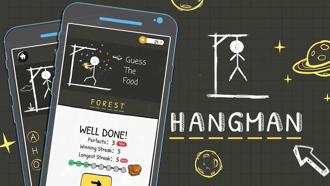 Hangman Words:Two Player Games  [МОД Бесконечные монеты] Screenshot 1