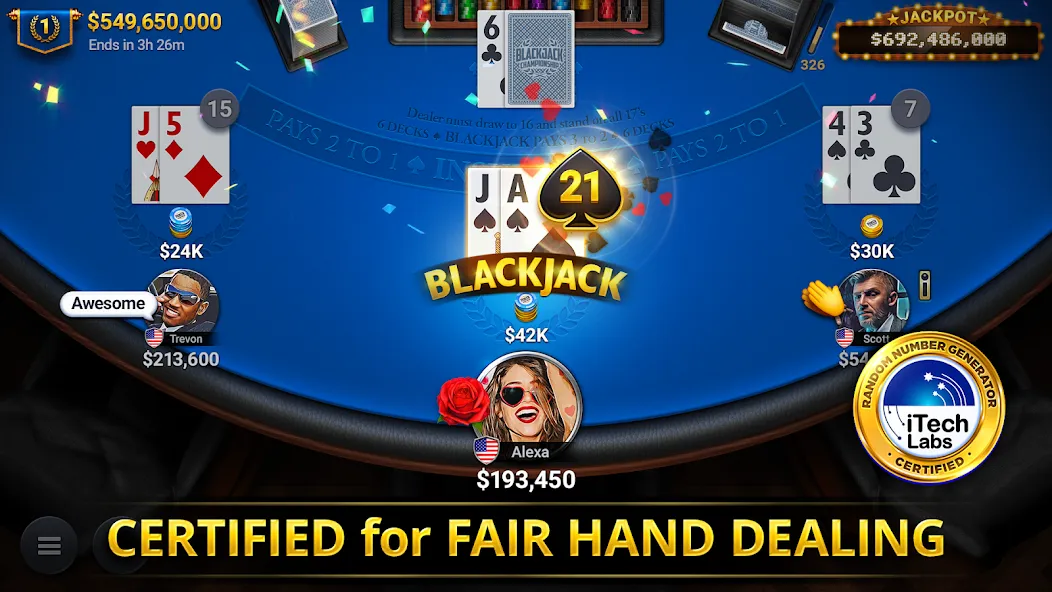 Blackjack Championship (Блэкджек Чемпионат)  [МОД Меню] Screenshot 1