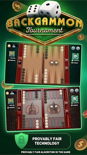 Backgammon Tournament  [МОД Много монет] Screenshot 1