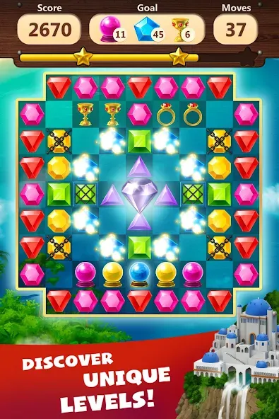 Jewels Planet - Match 3 Puzzle  [МОД Бесконечные монеты] Screenshot 3